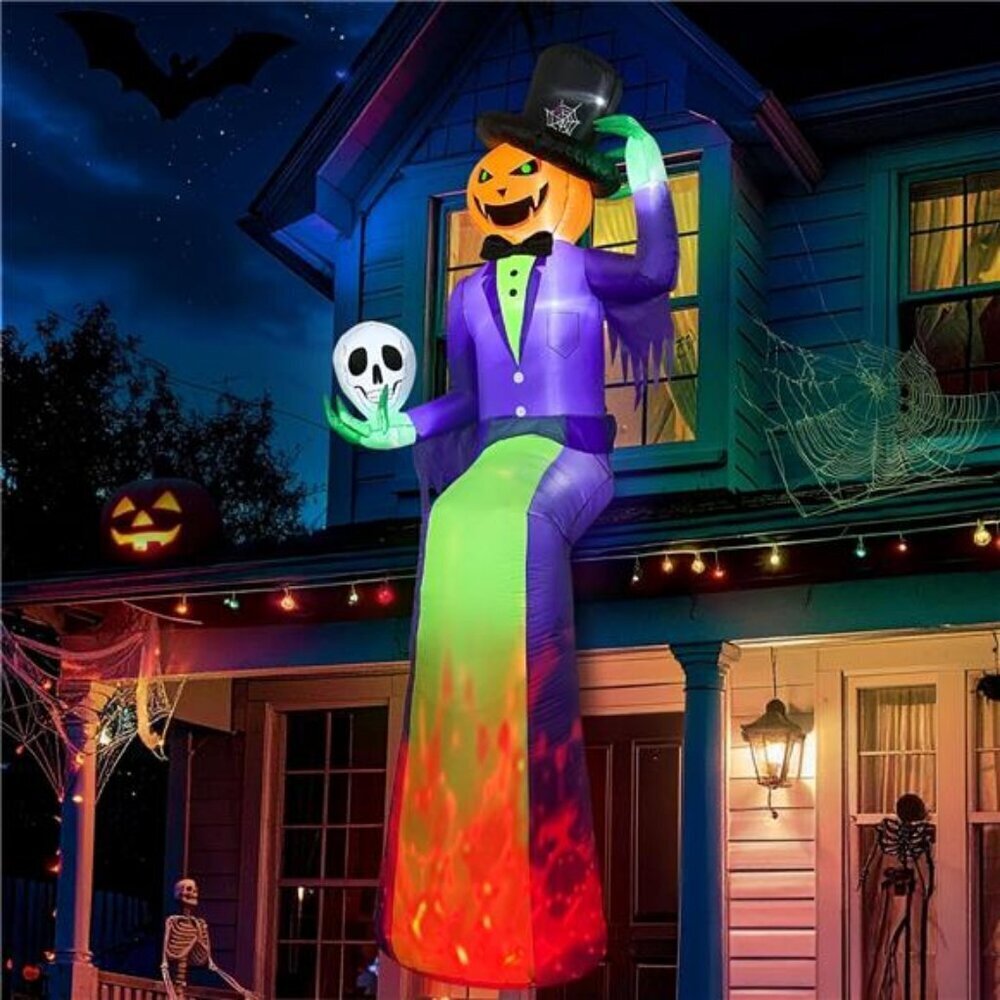 10FT Giant Halloween Inflatables, Scary Sitting Inflatable Pumpkin
